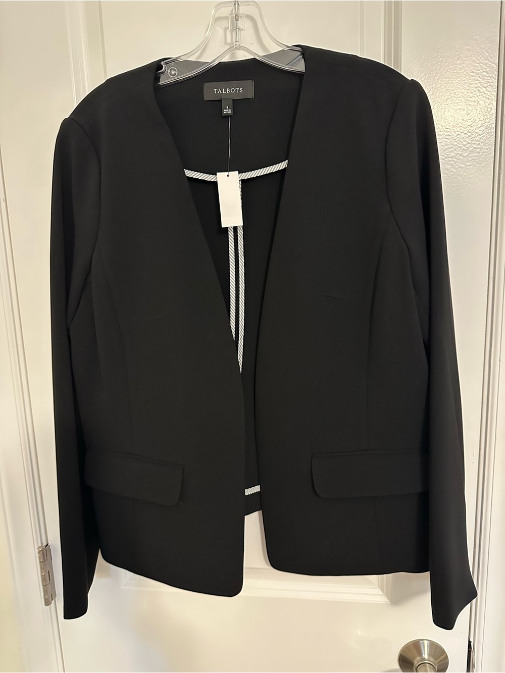 NWT Talbots Black Open Front Blazer Size 8 Career Workwear Jacket